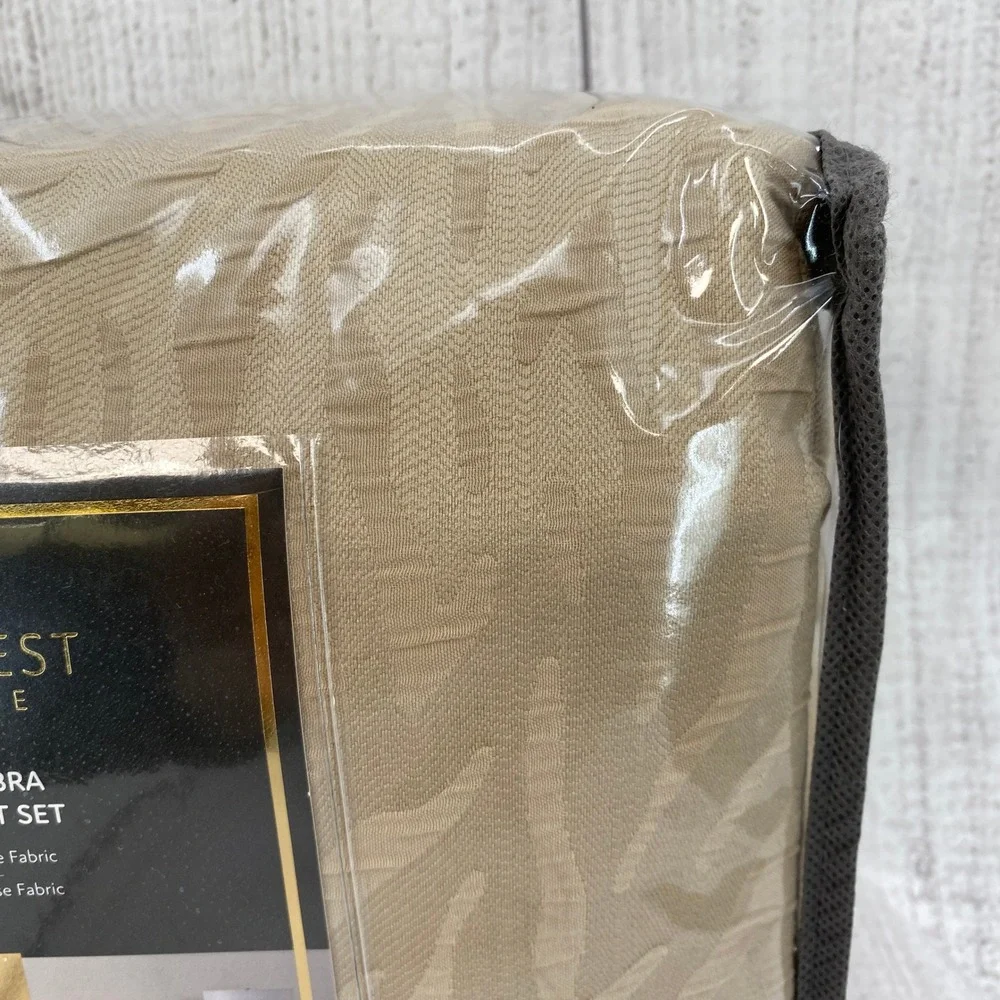 Fieldcrest Heritage Duvet Set King Flax Abstract Zebra Jacquard Textured Safari